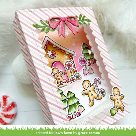 Interactive Christmas Cards, Christmas Looks, Gingerbread Cards, Boxed Holiday Cards, Lawn Fawn Blog, Christmas Shadow Boxes, Lawn Fawn Stamps, Lawn Fawn Cards, Paper Crafts Card