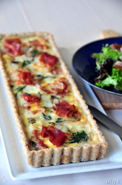 uTry.it: Spinach, Brie and Prosciutto Tart with Pecan Crust Brie And Prosciutto, Pecan Crust, Salad Greens, Brunch Buffet, Savory Tart, Quiche Recipes, Deilig Mat, Tart Recipes, Sunday Brunch