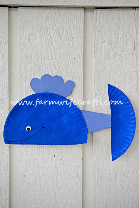 Blue Whale Paper Plate Craft - The Farmwife Crafts Blue Activities For Toddlers, Ocean Lessons, Whale Crafts, Prek Crafts, Paper Plate Craft, Preschool Colors, Blue Crafts, Ocean Crafts, Daycare Crafts