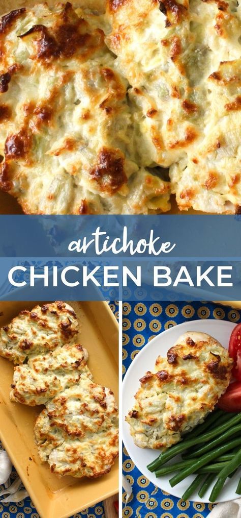 Chicken Artichoke Recipes, Artichoke Chicken Bake, Chicken Smothered, Oven Baked Chicken Parmesan, Juicy Baked Chicken, Artichoke Chicken, Chicken Bake, Artichoke Recipes, Chicken Entrees