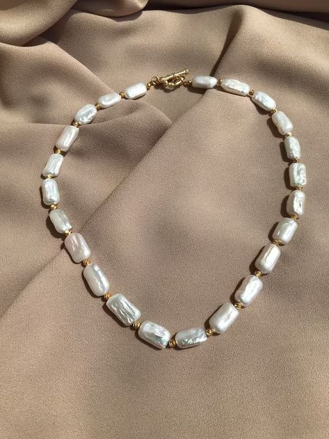 MiracleLivesGiftShop - Etsy Square Pearl Necklace, Lasso Necklace, Pearl Necklace Real, Natural Pearl Necklace, Real Pearl Necklace, Pearl Chain Necklace, Coin Pearls, Elegant Necklace, Beaded Anklets