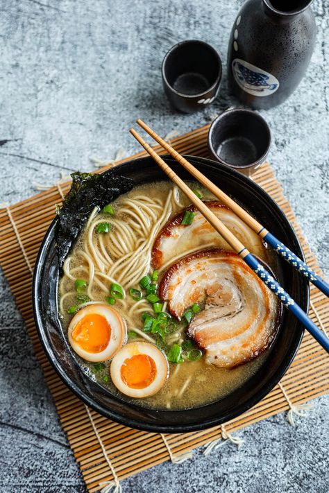 Tonkotsu Ramen - Ang Sarap Tonkotsu Ramen Aesthetic, Food Ramen Aesthetic, Ramen Bowl Photography, Yummy Food Ramen, Authentic Food Photography, Food Dishes Photography, Japanese Cooking Aesthetic, Japanese Cuisine Photography, Japanese Food Ads