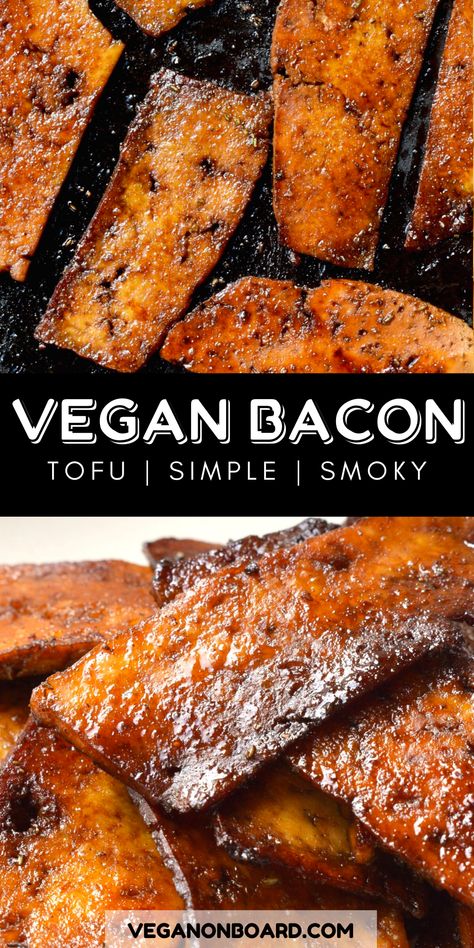 Satisfy your cravings with these mouth-watering slices of vegan bacon. These tofu strips are salty, smoky, chewy and boasting loads of that fried, umami flavour. Try this easy vegan tofu bacon recipe. Vegan Soulfood, Tofu Bacon, Recipes Tofu, Nora Cooks, Tofu Recipes Vegan, Tofu Vegan, Pasta Vegetariana, Vegan Meat, Vegan Bacon