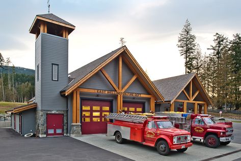 Firefighter Photography, Sustainable Architecture Design, Nanaimo Bc, Fire Hall, Fire Equipment, Rustic Home Design, Fire Apparatus, Architect House, House Fire