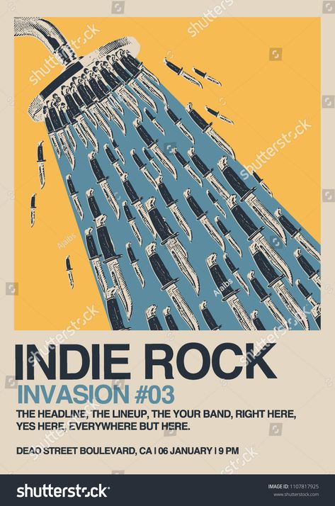 Indie Rock Poster, Indie Poster, Poster Rock, Rock Posters, Indie Rock, Poster Template, Graphic Poster, Interior Design Inspiration, Flyer Template