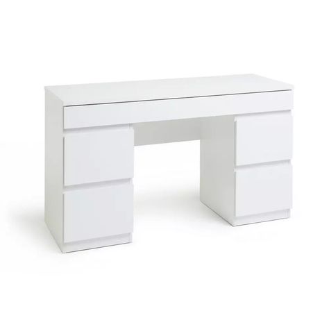 White Modern Desks, Stuff For Bedrooms List, White Dressing Table With Drawers, Ikea Makeup Desk, Cute White Desk, White Ikea Desk, White Modern Desk, White Gloss Dressing Table, Desks For Bedroom