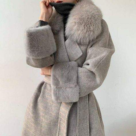 Direct Sell From Factory Material: Wool & Cashmere Collar: Real Fur Cuff: Fur Winter Coquette, Wool Jackets, Long Outerwear, Fur Cuffs, Winter Fur Coats, Trench Coat Style, Womens Cashmere, Winter Aesthetic, Cashmere Coat