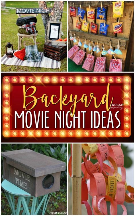 Backyard Movie Ideas - Movie Part in the great outdoors including easy recipes, seating hacks and party decor tips. #FrugalCouponLiving #movies #outdoor #backyard #summer #movieparty #party #birthdayparty #movienight #partyideas #outdoormovie #outdoormoviescreen Yard Movie Night, Backyard Movie Night Ideas, Diy Backyard Movie, Outdoor Movie Party, Backyard Movie Theaters, Backyard Movie Party, Movie Night Ideas, Movie Night Birthday Party, Outdoor Movie Screen