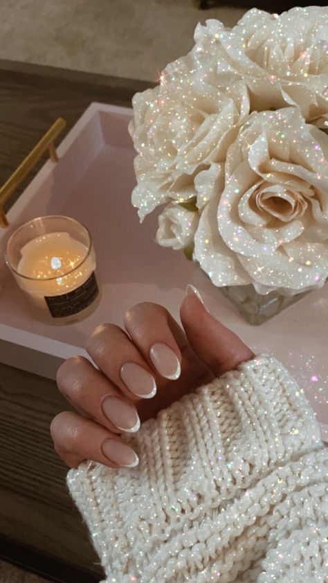 Winter French Tip Nails Oval, French Mani Dip Powder, Fall Neutral Dip Powder Nails, Dip Manicure French Tips, Put It In Neutral French Manicure, Simple Engagement Nails Almond, Dipping Powder French Manicure, Modern French Manicure Trends 2023, Dip Powder Nails White Tips