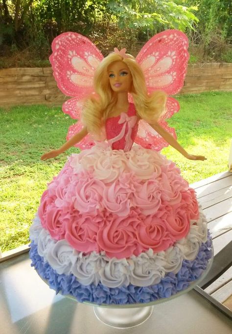 Barbie Movie Cake, Barbie Fairy Cake, Doll Cake Tutorial, Barbie Cake Designs, Barbie Torte, Barbie Dress Cake, Doll Cake Designs, Cake Printable, Princess Doll Cake