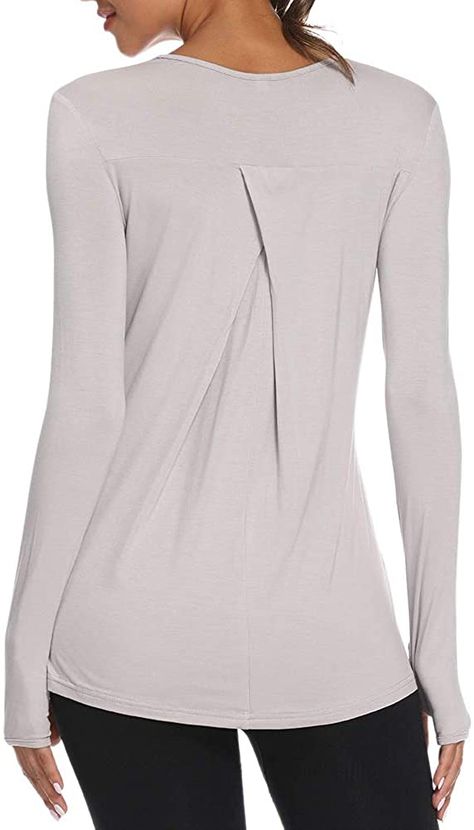 Mippo Womens Long Sleeve Workout Shirt Athletic Yoga Wear Twist Back Thumb Hole Top at Amazon Women’s Clothing store Womens Running Pants, Mens Running Pants, Athletic Tops Women, Long Sleeve Workout Shirt, Womens Activewear Tops, Yoga Long Sleeve, Long Sleeve Workout Top, Sports Wear Women, Long Tunic Tops