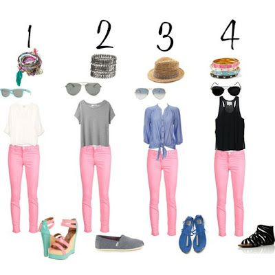 How to wear pink jeans. Pink Jeans Outfit Summer, Pantalon Rosa Outfit, Pink Jeans Outfit, Outfit Pantalon, Pink Pants Outfit, Jean Rose, Light Pink Jeans, Jeans Rosa, How To Wear Vans