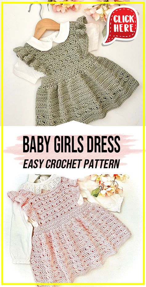 crochet Baby Girls Dress easy pattern  - Easy Crochet Baby Girls Dress Pattern for Beginners. Click to Get the Pattern #Dress #crochet #crochetpattern   via @shareapattern.com Crochet Girl Dresses, Baby Girl Crochet Dress Free Pattern, Toddler Girl Crochet Patterns, Baby Dress Crochet Patterns Free, Crochet Infant Dress Free Pattern, Crochet Baby Girl Dress Free Pattern, Crochet Toddler Dress Free Pattern, Baby Girl Crochet Patterns Free, Baby Girl Crochet Dress