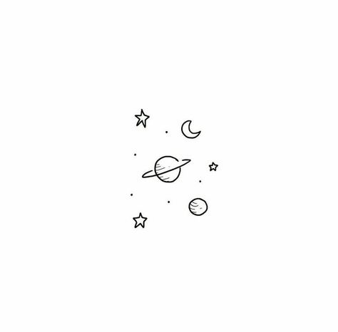 Simple Galaxy Tattoo Design, Cute Space Tattoos Simple, Stars Planets Tattoo, Galaxy Line Tattoo, Space Simple Tattoo, Small Outer Space Tattoo, Cute Saturn Tattoos, Minimalist Universe Tattoo, Small Galaxy Tattoo Simple