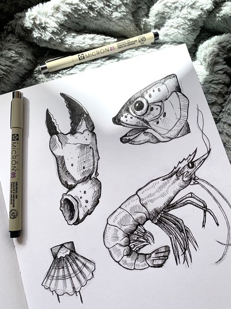 Barnacle Tattoo, Seafood Tattoo, Sea Animal Tattoos, Aquatic Tattoo, Crab Drawing, Tradigital Art, Claw Tattoo, Biro Drawing, Mangas Tattoo