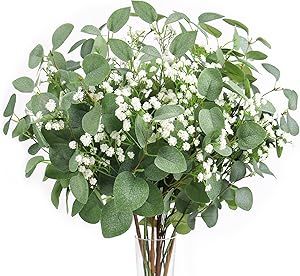 5pcs Eucalyptus Stems & 6pcs Babys Breath Artificial Flowers Faux Greenery Bouquets for Wedding Table Centerpiece Home Decor Stems For Vase, Greenery Bouquets, Bouquets For Wedding, Eucalyptus Centerpiece, Fake Greenery, Greenery Wedding Centerpieces, Greenery Plants, Eucalyptus Stems, Centerpiece Home