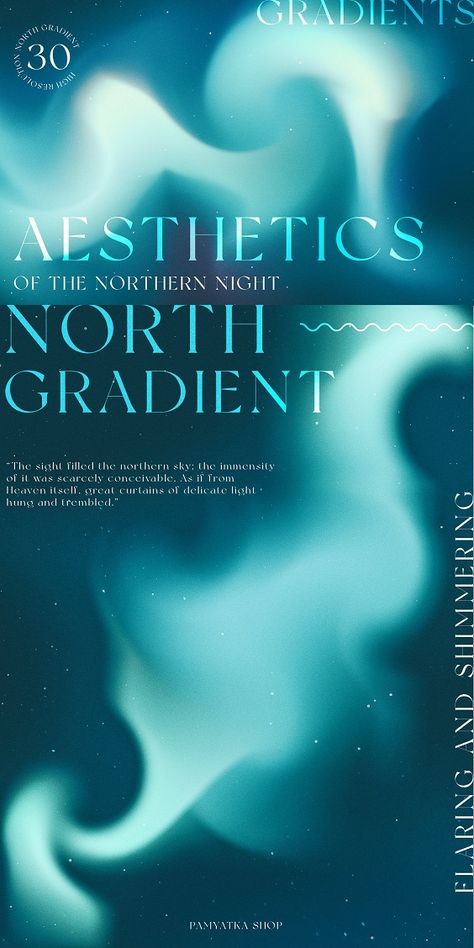 Northern Lights Poster, Northern Lights Graphic Design, Night Sky Gradient, Celestial Branding, Dreamy Branding, Gradient Website, Gradient Branding, Gradient Graphic Design, Christmas Gradient