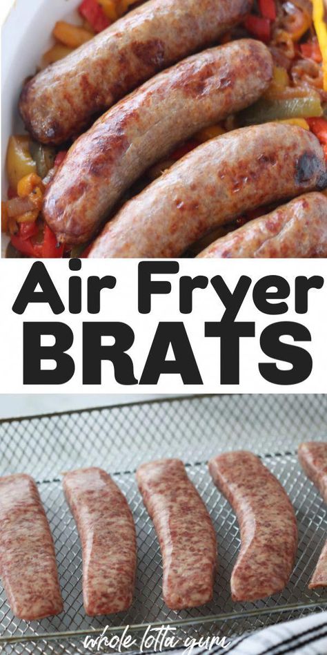 Making brats in the air fryer are quick, easy, and delicious! Cooking air fryer bratwurst is easy, we used Johnsonville brats but any will work. #Cooking Sausage In Air Fryer How To Cook, Air Fry Turkey Sausage, Turkey Sausage Air Fryer Recipes, Turkey Sausage Air Fryer, Air Fryer Bratwurst, Sausage Air Fryer, Air Fryer Chicken Sausage, Air Fryer Brats, Air Fryer Sausage