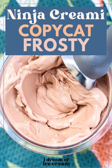 If you love a Wendy's Frosty, you'll be glad to know you can make a copycat version in the Ninja Creami machine! This is a super simple recipe using chocolate milk, creating a delicious frozen dessert you'll love. Best Ninja Cremi Recipes, Ninja Creami Chocolate Milk Recipe, Ninja Creami Ice Cream Oat Milk, Ninja Creami Recipes Slushy, Nina Creami Ice Cream Recipes, Nina Creamy Recipes, Ninja Cream Recipe Gelato, Ninja Creamy Easy Recipes, Ninja Creami Ice Cream Recipes Frozen Yogurt