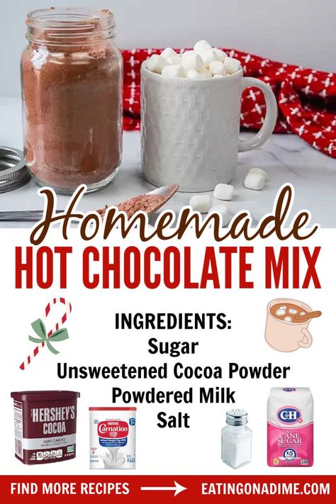 Hot Chocolate Mix Recipes Dry, Diy Hot Cocoa Mix, Hot Cocoa Mix Gift, Diy Hot Chocolate Mix, Easy Homemade Hot Chocolate, Mason Jar Gifts Recipes, Homemade Hot Chocolate Mix Recipe, Instant Hot Chocolate, Homemade Hot Chocolate Recipe