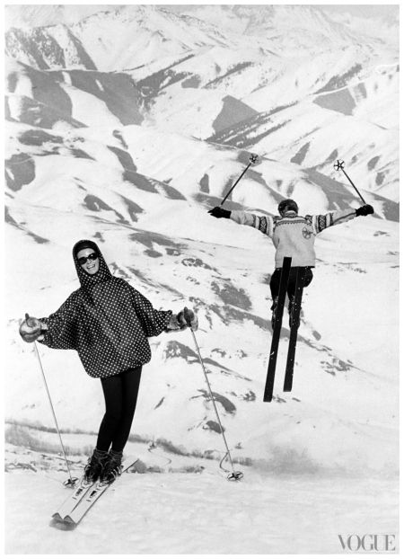 Photo Peter Beard, Vogue, November 1964 / Vintage Movement <3 Vintage Ski Photos, Lodge Wall Decor, Antique Skis, Ski Home, Ski Aesthetic, Apres Ski Style, Peter Beard, Ski Vintage, Vintage Ski Posters