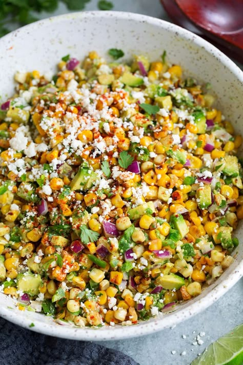 Corn Salad With Avocado, Mexican Street Corn Salad Recipe, Mexican Street Corn Recipe, Cooking Avocado, Street Corn Recipe, Street Corn Salad, Mexican Corn Salad, Grilled Chicken Tacos, Pastas Recipes