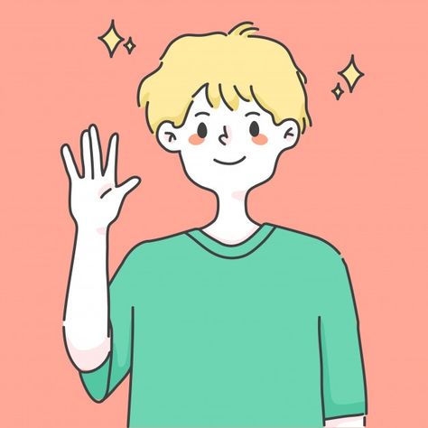 Boy waving hand greeting cute people ill... | Premium Vector #Freepik #vector #hand #cartoon #cute #person Croquis, Guy Waving Drawing, Waving Hand Drawing Reference, Waving Drawing Reference, Hand Wave Drawing, Waving Drawing, Greeting Illustration, Waving Hand, Wave Drawing