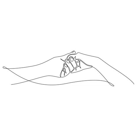 continuous line drawing of male and female hands holding each other romantic concept vector illustration Holding Hands Drawing, Holding Each Other, Female Hands, Hand Lines, Continuous Line Drawing, One Line Drawing, Hands Holding, Pretty Drawings, Continuous Line