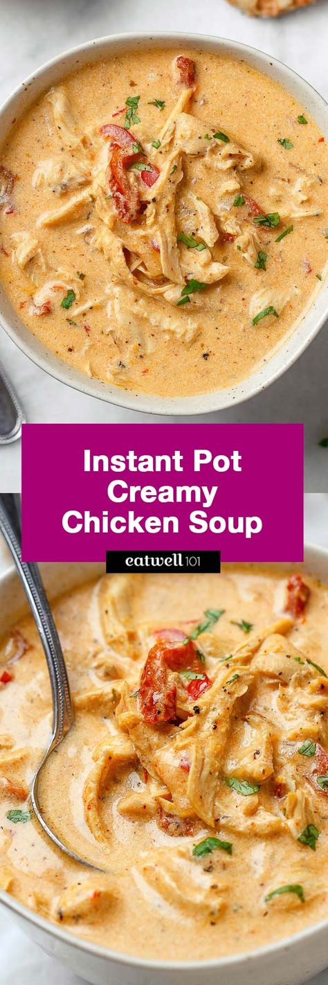 Instant Pot Creamy Chicken Soup — So cozy, so comforting and just so creamy. This easy chicken soup is ready in 25 minutes or less. - #recipe by #eatwell101® Instapot Accessories, Instant Pot Creamy Chicken Soup, Princess Recipes, Instant Pot Soups, Easy Chicken Soup, Creamy Chicken Soup, Instant Pot Soup Recipes, Weekend Cooking, Instant Pot Soup