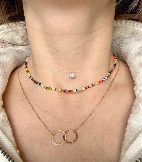 Small Beaded Necklace Choker, Choker Ideas Beaded, Mini Bead Necklace, Beaded Necklaces Ideas, Necklace Beads Ideas, Beaded Chocker Ideas, Seed Bead Necklace Diy, Beads Necklace Ideas, Necklace Ideas Handmade