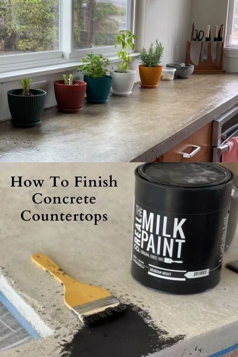 Sealing Concrete Countertops, Faux Concrete Countertops, Black Concrete Countertops, Stained Concrete Countertops, Concrete Countertop Sealer, Making Concrete Countertops, Cement Countertops, Concrete Countertops Outdoor Kitchen, Concrete Countertops Kitchen Diy