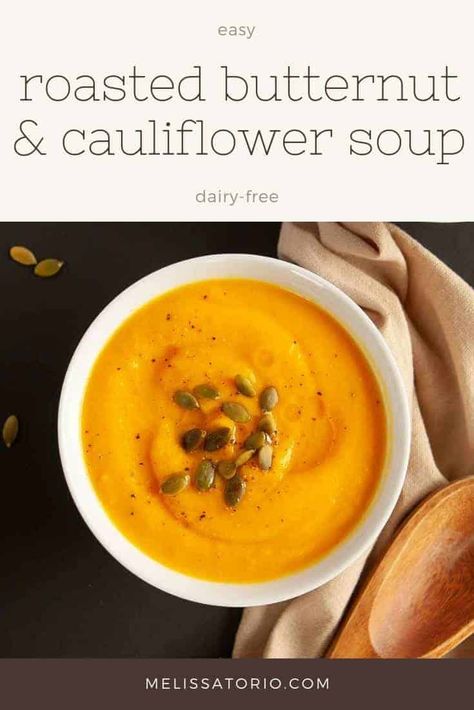 Butternut Squash And Cauliflower, Healthy Butternut Squash, Healthy Soups, Vegan Soup Recipes, Savory Dishes, Vegan Soups, Cauliflower Soup, Butternut Squash Soup, Squash Soup