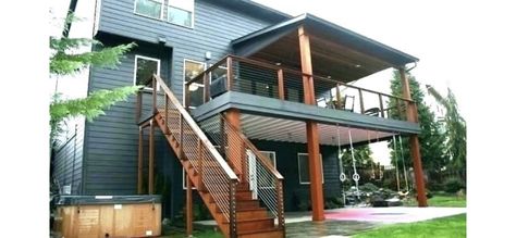 Second Floor Deck Ideas, Main Floor Remodel, Second Floor Deck, Second Story Deck, Deck Design Ideas, Multi Level Deck, Porch Design Ideas, Modern Deck, Patio Deck Designs