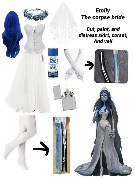 Halloween Costume Ideas Corpse Bride, Corps Bride Dress, Corpse Bride Prom Dress, Corpse Bride Disneybound, Plus Size Corpse Bride Costume, Halloween Costumes Emily Corpse Bride, Emily Cosplay Corpse Bride, Corpse Bride Family Costume, Emily Corpse Bride Outfit