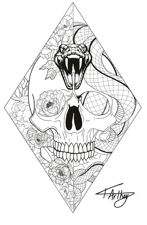 Diamond / tattoo / design / black and white / fine line / snake / flowers / skull / peonies / lotus  #tattoos #tattoodesigns #finelinetattoo Diamond Tattoo Design, Diamond Tattoo, Design Black And White, Fine Line, Tattoo Design, Lotus, Black And White, Tattoos, Flowers