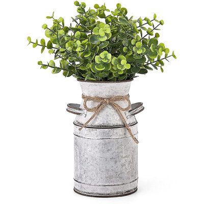 Tin Vase, Metal Milk Jug, Galvanized Metal Wall, Jug Decor, Metal Farmhouse, Pitcher Decor, Eucalyptus Stems, Metal Wall Planters, Greenery Centerpiece