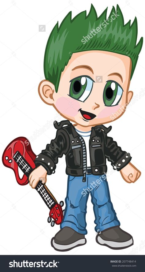 shutter stock, stock vector cartoon punk Punk Rocker Costume, Rocker Costume, Hair Cartoon, Rocker Boy, Punk Boy, Couple Sketch, Cartoon Clip, Boy Hair, Punk Pins