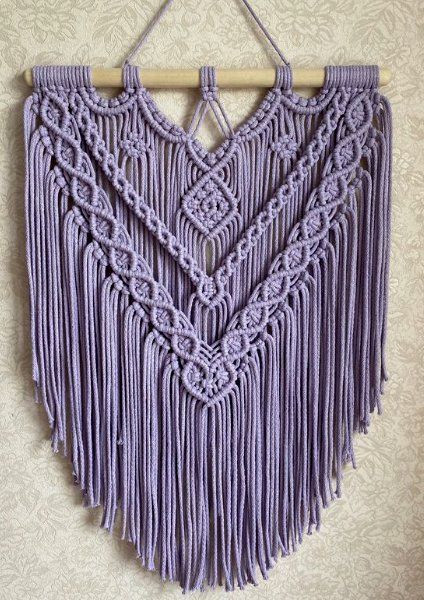 Macrame large lilac wall hanging available at Etsy, $86 042021 Macrame Rug, Lilac Wall, Pola Macrame, Macrame Wall Hanger, Macrame Plant Hanger Patterns, Hanging Diy, Macrame Backdrop, Rug Patterns, Macrame Wall Hanging Diy