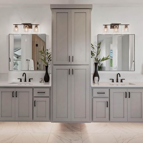 Bathroom vanity with storage tower