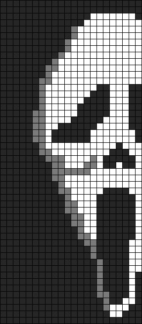 Scream Movie Crochet, Scary Movie Crochet Patterns, Ghost Face Crochet Tapestry, Ghost Face Pixel Art Grid, Ghostface Bracelet Pattern, Ghost Face Grid Pattern, Ghost Tapestry Crochet Pattern, Michael Myers Alpha Pattern, Pixel Art Horror Character