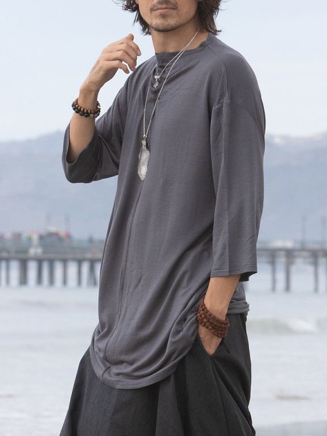 This gray loose mens top is so soft and so comfy that it will be your perfect lounge wear, as well as a great yoga shirt or a meditation top.  It has a nice edgy urban look and can be worn in the city as well as a part of a festival outfit.  Try it with our glorka harem pants - they go so well together! Materials: stretch cotton jersey. NOTE: If you want black or white color- please message in the notes to seller when purchasing. Fabric for this pair was bought in Fashion District in LA and the Boho Lounge, Urban Zen, Mens Top, Buddhist Practices, Yoga Shirt, Fashion District, Gray Top, Festival Tops, Ivory Tops