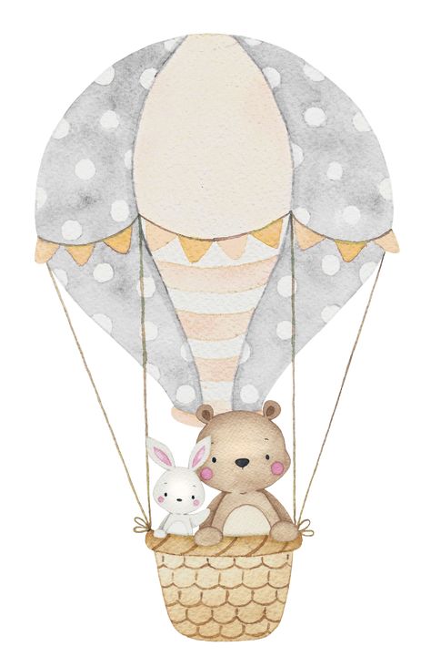 Birthday 1 Year, Hot Air Balloon Clipart, Bear Drawings, Baby Animal Drawings, Child Bedroom, Baby Posters, Baby Painting, Baby Illustration, Baby Drawing