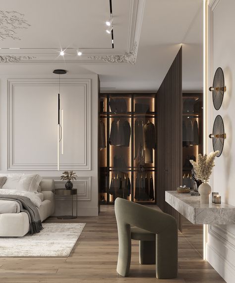 Classic Bedroom Design Luxury, Neoclassical Interior Design, Classic Bedroom Design, Hotel Bedroom Design, Modern Classic Interior, Neoclassical Interior, Modern Luxury Bedroom, Classic Interior Design, 아파트 인테리어