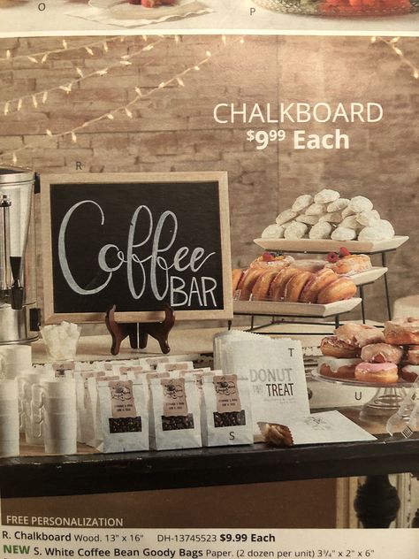 Graduation Coffee Bar Party Ideas, Coffee Shop Party Theme, Donut And Coffee Bar, Coffee And Donut Bar, Coffee Party Decorations, Coffee Bar Bridal Shower Ideas, Coffee Bar Wedding Reception, Coffee Bar Ideas For Party, Bar Ideas For Party