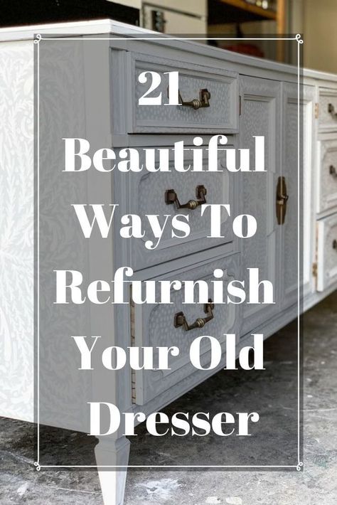 Redoing Old Dressers Ideas, Diy Mcm Dresser Makeover, Refurbished Furniture Dressers, Furniture Redo Ideas, Old Dresser Mirror Ideas Repurposed, Old Dressers Repurposed, Refurnish Furniture, Dressers Diy, Dresser Decor Ideas