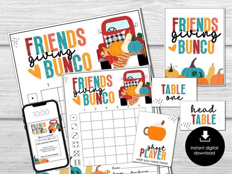 Thanksgiving Bunco Score Cards, Friendsgiving Bunco Score Sheets, FALL Bunco Tally Sheet, Pumpkin Bunco Party Kit, November Bunco Night by BeforeThePartyCo on Etsy November Bunco Themes, Friendsgiving Bunco, Thanksgiving Bunco, Bunco Score Sheets, Bunco Themes, Bunco Night, Bunco Game, Table Markers, Bunco Party