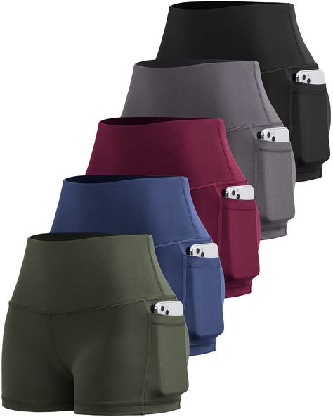 PRICES MAY VARY. √ HIGH QUALITY FABRIC——This spandex shorts are made of the most suitable fabric (75% polyester + 25% spandex), which makes them more comfortable and has the function of absorbing sweat and breathable, Even though been washed several times over,it's also with no pilling √ CONVENIENT POCKETS——The yoga shorts with two side pockets and an invisible pocket make it easy to carry your keys, cell phone, and credit cards, The side pockets are big enough to fit a 6.5” phone, If you like l Spandex Shorts, Yoga Workout, Shorts For Women, Squat Proof, Yoga Shorts, Running Clothes, Shorts With Pockets, Workout Shorts, Yoga Fitness