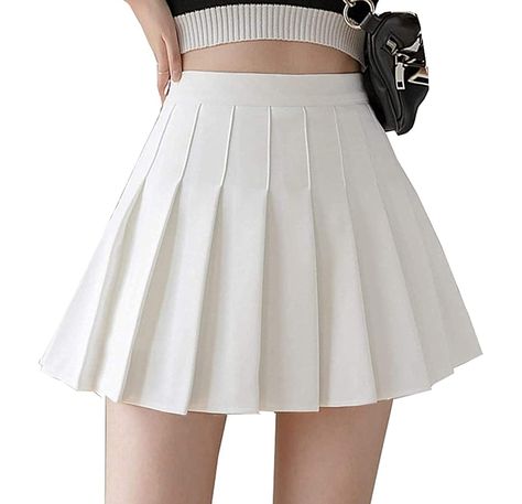 Bright Wardrobe, Shift Skirt, Skater Design, School Uniform Skirts, Work Vacation, School Skirt, Party School, High Waisted Pleated Skirt, Loose Tank