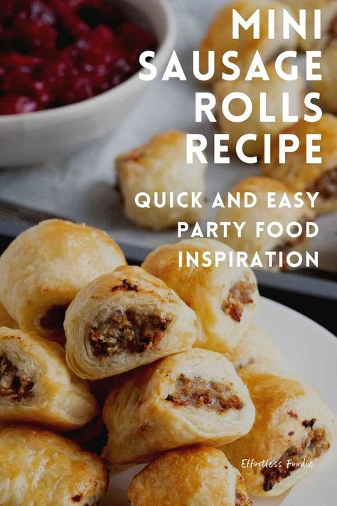 Looking for street party food ideas, buffet food ideas or party food ideas? Check out this quick and easy mini sausage rolls recipe from Effortless Foodie! With just 5 ingredients and ready in 20 minutes, these tasty homemade sausage rolls will wow your guests! For more savory tea party recipe ideas, picnic food recipe ideas or recipes for a Queens Jubilee Party, check out Effortless Foodie now. jubilee party food | jubilee party recipes ideas | jubilee party food recipes | jubilee food ideas Quick Party Food Ideas, Savory Tea Party Food, Street Party Food, Mini Sausage Rolls, Quick Party Food, Picnic Party Food, Easy Picnic Food, Homemade Sausage Rolls, Sausage Rolls Recipe