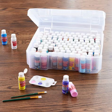 Find the 12" x 12" Storage Keeper by Simply Tidy™ at Michaels. Portable and convenient, this storage keeper from Simply Tidy is perfect for storing your craft papers, scrapbooks, yarns and painting materials. Portable and convenient, this storage keeper from Simply Tidy is perfect for storing your craft papers, scrapbooks, yarns and painting materials. It is spacious and easily accommodates 12" x 12" scrapbook albums. With its in-molded handle, this craft box is easy to carry. Details: Clear 17. Acrylic Paint Storage, Craft Paint Storage, Paint Organization, Craft Papers, Craft Storage Organization, Painting Materials, Scrapbook Storage, Art Supply Organization, Organize Craft Supplies